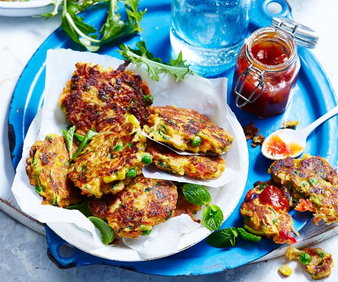 **[Vegetable and chickpea fritters](https://www.womensweeklyfood.com.au/recipes/vegetable-and-chickpea-fritters-14137|target="_blank")**

Fabulously tasty and loaded with veggies, this handy fritter recipe is a perfect lunchbox-filler. You can also serve them with bacon and a lovely poached egg for more substantial meal.