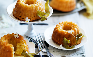 Lime and yoghurt cakes with elderflower syrup