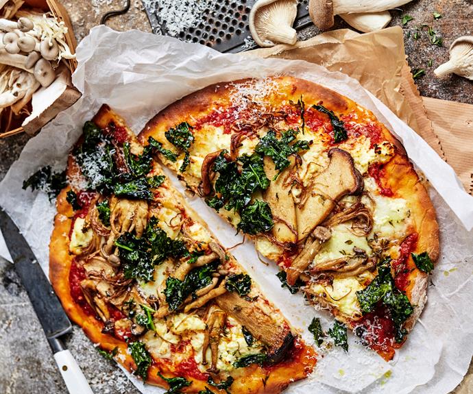 This ['no-knead' pizza](https://www.womensweeklyfood.com.au/recipes/mushroom-and-three-cheese-pizza-31278|target="_blank") is a perfect weeknight dinner option when you want to give meat a miss.