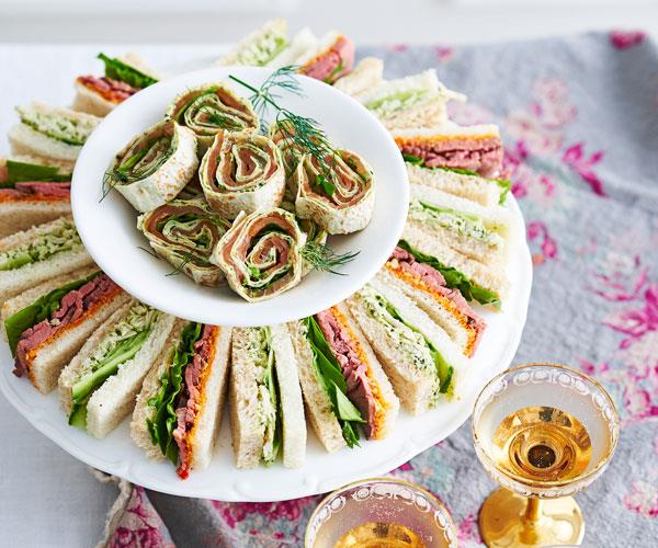 **[Chicken and cucumber ribbon sandwiches](https://www.womensweeklyfood.com.au/recipes/chicken-and-cucumber-ribbon-sandwiches-31326|target="_blank")**

Entertain in style with these elegant ribbon sandwiches