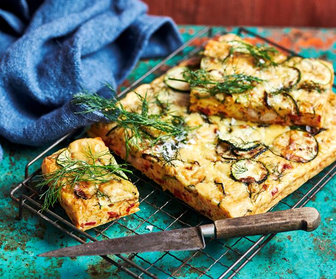 Carrot, zucchini and bacon slice