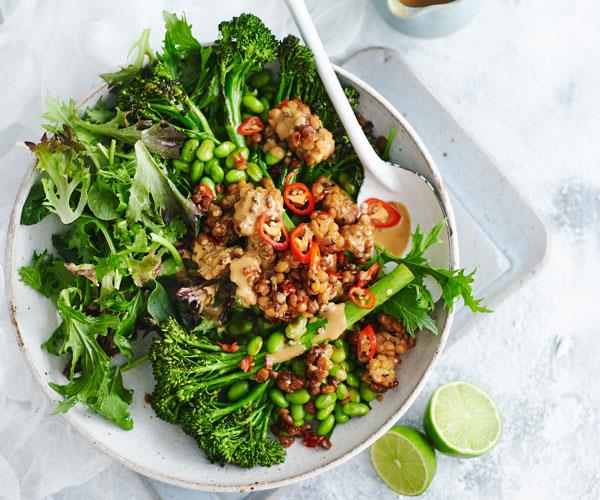 **[Roasted broccolini, edamame and chilli tempeh salad](https://www.womensweeklyfood.com.au/recipes/roasted-broccolini-edamame-and-chilli-tempeh-salad-31507|target="_blank")**

Your new go-to salad.