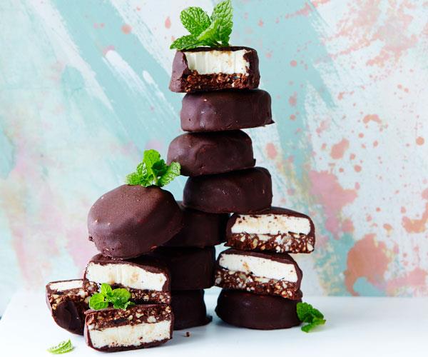 **[Peppermint bites](https://www.womensweeklyfood.com.au/recipes/peppermint-bites-31508|target="_blank")**

Like DIY Mint Slice biscuit - but better for you.
