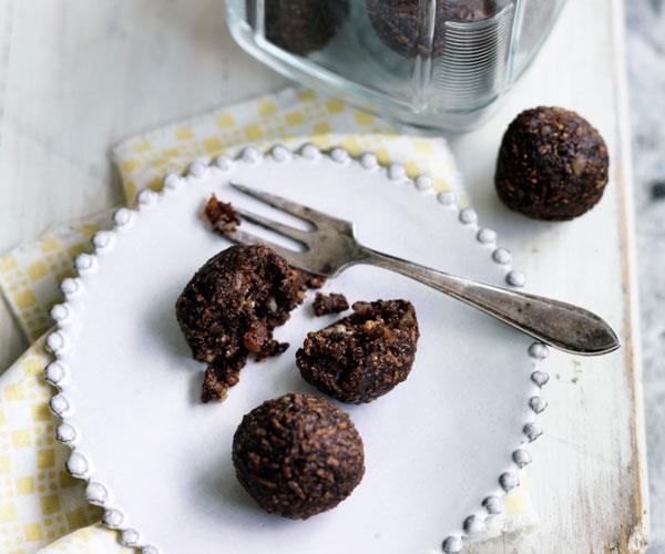 These [chocolate bliss balls](https://www.womensweeklyfood.com.au/recipes/choc-honey-balls-31533|target="_blank") are made with honey and dried apricots for a naturally sweet treat