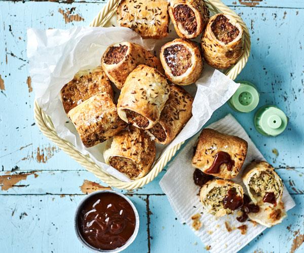 **[Caramelised onion, dill and caraway sausage rolls](https://www.womensweeklyfood.com.au/recipes/caramelised-onion-dill-and-caraway-sausage-rolls-31536|target="_blank")**

Caramelised onion gives these bite-sized sausage rolls a touch of sweetness to complement the savoury flavours.