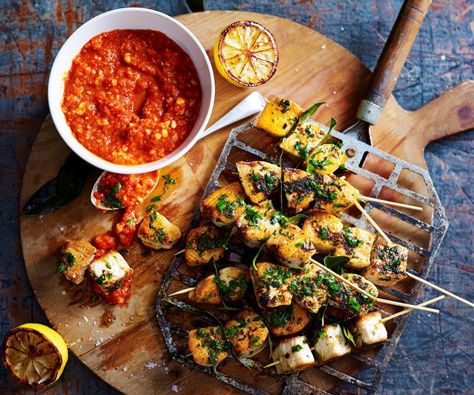 **[Romesco with fish skewers](https://www.womensweeklyfood.com.au/recipes/romesco-with-fish-skewers-31498|target="_blank")**

This nutty and fruity capsicum-based sauce is best home made. The traditional Spanish sauce is perfect for serving with char-grilled fish skewers at your next barbecue.