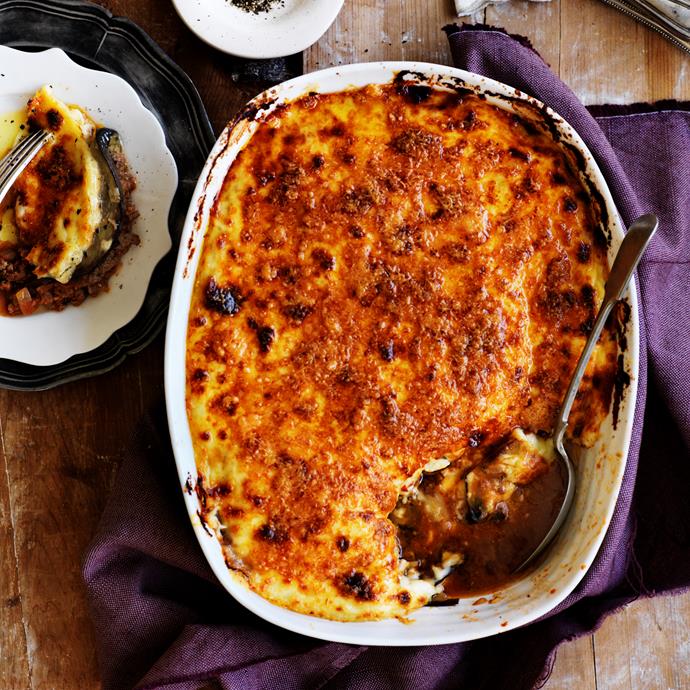 An eggplant collection wouldn't be complete without the [classic moussaka](https://www.womensweeklyfood.com.au/recipes/classic-moussaka-12605|target="_blank"). This traditional Greek recipe takes time to assemble – but it's definitely worth the effort.