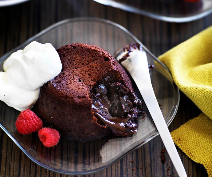 **[Molten chocolate lava cakes](https://www.womensweeklyfood.com.au/recipes/soft-centred-chocolate-cakes-12448|target="_blank")**

Sink your spoon into the delicate cake and watch the molten chocolate goodness ooze out. Serve with fresh raspberries and softly whipped cream.