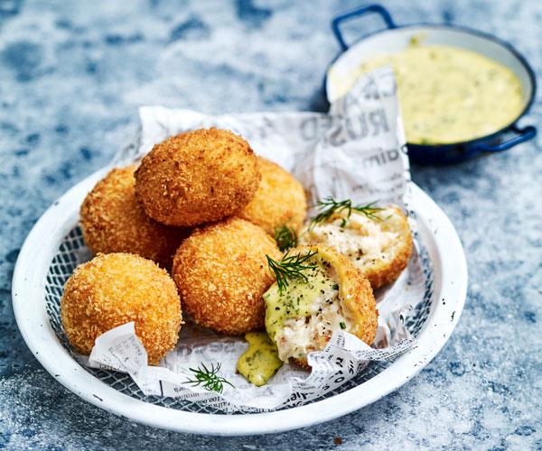 These smoked [trout potato croquettes with herb dipping sauce](https://www.womensweeklyfood.com.au/recipes/trout-croquettes-with-herby-dipping-sauce-31598|target="_blank") are the perfect accompaniment to your menu.