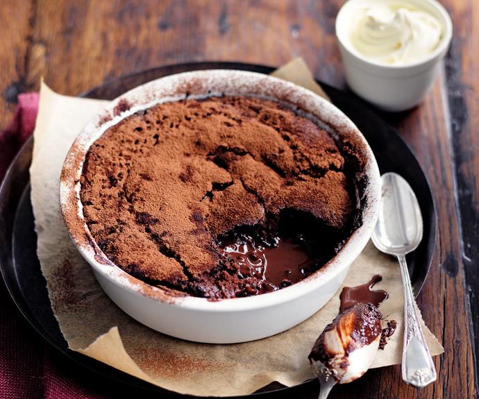 [Chocolate self-saucing pudding](https://www.womensweeklyfood.com.au/recipes/chocolate-self-saucing-pudding-13730|target="_blank") is love in a bowl. It is all soft cake on top, with a thick chocolate sauce underneath. Best served with ice-cream.