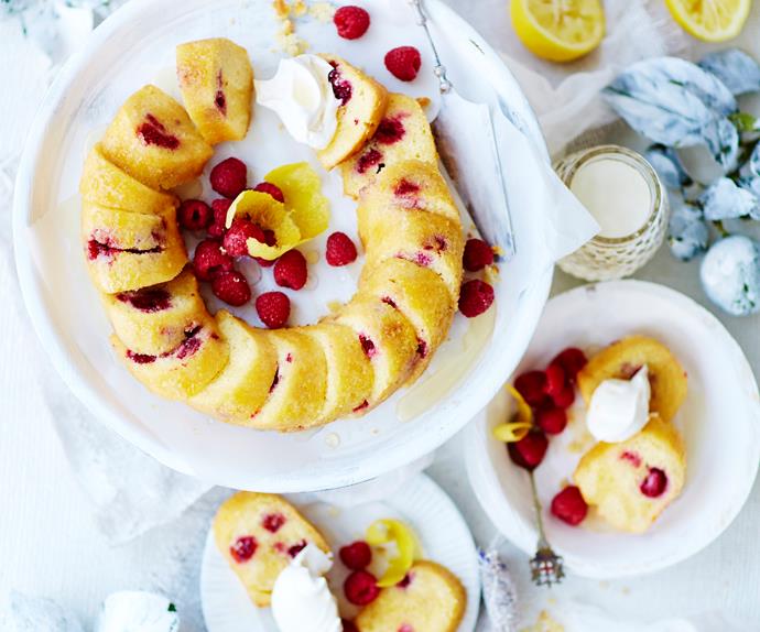 Gluten-free raspberry and lemon syrup cake