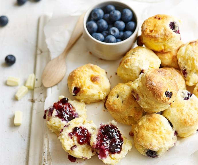 How do you improve on the classic scone? Add [blueberries and white chocolate](https://www.womensweeklyfood.com.au/recipes/white-chocolate-and-blueberry-scones-8412|target="_blank"), of course.