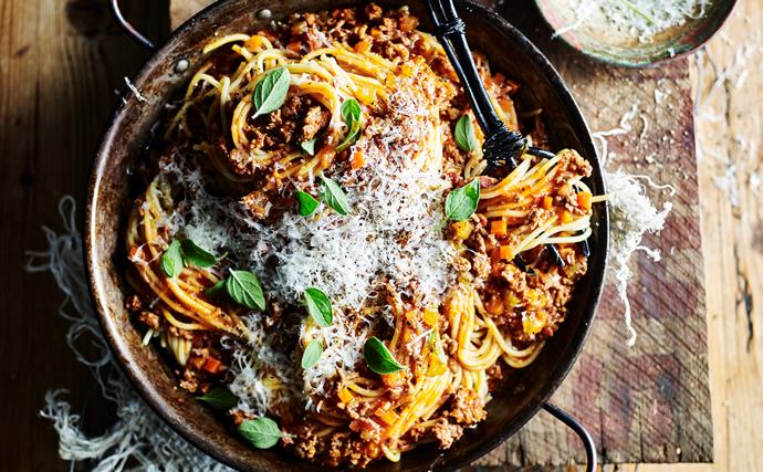 Vegetarian spaghetti bolognese