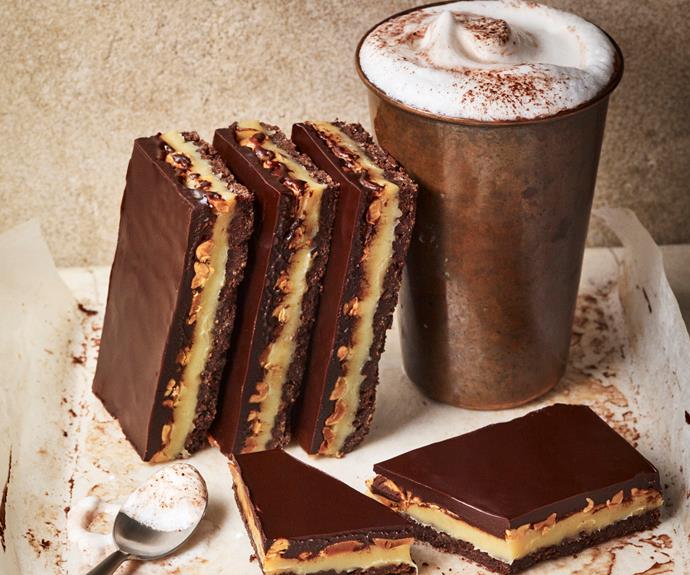 **[Gluten-free chocolate peanut caramel slice](https://www.womensweeklyfood.com.au/recipes/chocolate-peanut-caramel-slice-31794|target="_blank")**

Because a slice this good should be for everyone!