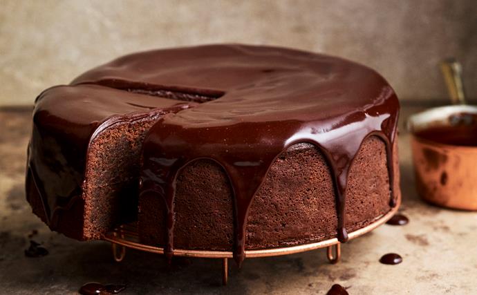 Chocolate cake with sour cherry ganache