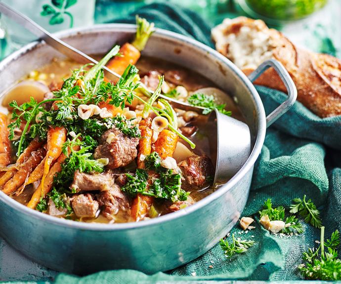 **[Irish stew with carrot-top salsa verde](https://www.womensweeklyfood.com.au/recipes/irish-stew-with-salsa-verde-31816|target="_blank")**

We top off this meaty Irish stew by using the carrot tops in our salsa verde to adds a nice fresh element and stop them ending up in the bin.