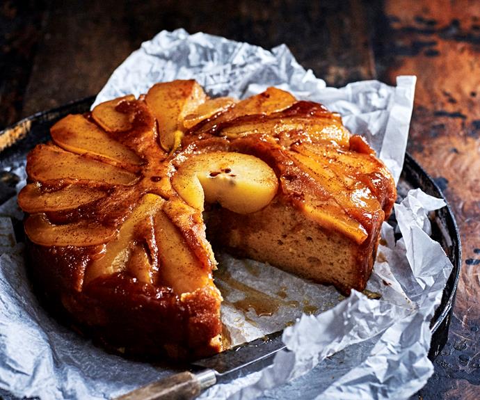 **[Pear & ginger upside-down cake](https://www.womensweeklyfood.com.au/recipes/pear-and-ginger-upside-down-cake-9122|target="_blank")**

Cinnamon syrup adds a further dimension to this moist, fruity pear and ginger upside down cake.
