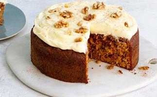 Low sugar, gluten free carrot cake with cream cheese frosting