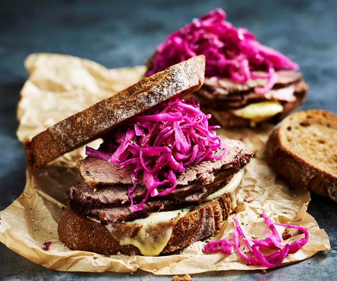 **[Corned beef and red cabbage sandwich](https://www.womensweeklyfood.com.au/recipes/corned-beef-and-red-cabbage-sandwich-31985|target="_blank")**

Corned beef and red cabbage is a classic combo that gives your midweek sandwiches a deluxe touch with this spin on the slow-cooker favourite.