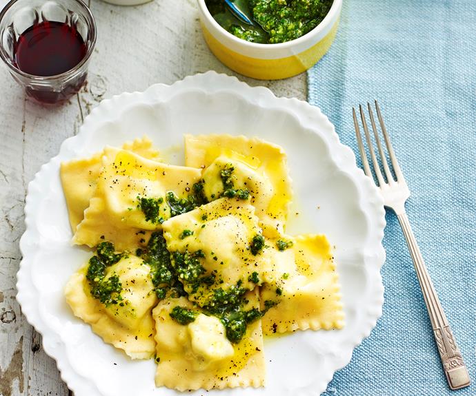 **[Herbed ricotta ravioli with walnut pesto sauce](https://www.womensweeklyfood.com.au/recipes/ricotta-ravioli-with-walnut-pesto-32038|target="_blank")**

Pasta doesn't get much fresher than this.