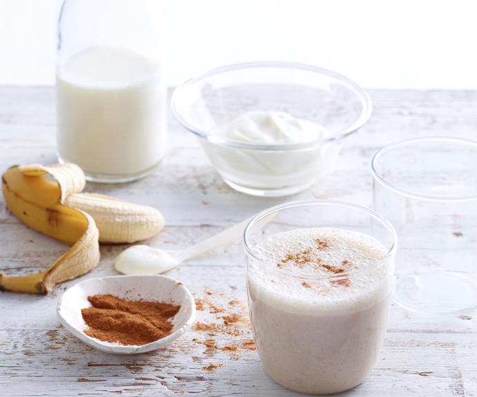 Give your daily calcium and potassium intake a boost with this delicious [banana smoothie](https://www.womensweeklyfood.com.au/recipes/banana-smoothie-16523|target="_blank"). Enriched with the flavour and sweetness of honey and cinnamon and the goodness of wheatgerm, it's a meal in itself.