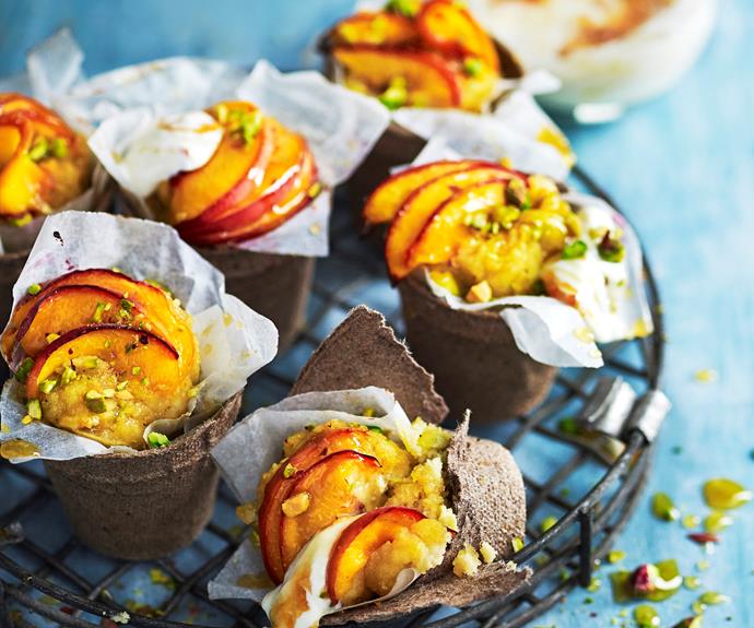 **[Peach and pistachio cake pots](https://www.womensweeklyfood.com.au/recipes/peach-and-pistachio-cake-pots-32152|target="_blank")**

Put this season's stone fruit to use with these adorable peach cake pots.
