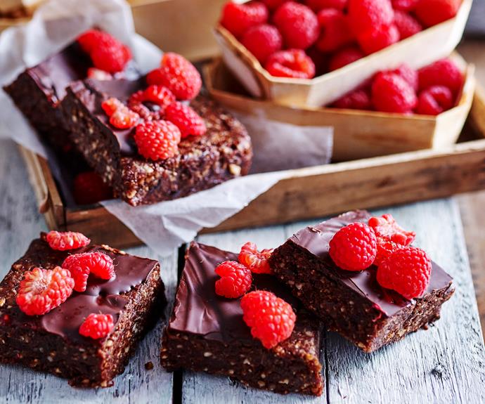 **[Date and raspberry raw brownie](https://www.womensweeklyfood.com.au/recipes/raw-chocolate-brownie-32175|target="_blank")**

These raw chocolate brownies are packed full of nutritious nuts and the natural sweetness of dates for a healthier twist of the classic dessert.