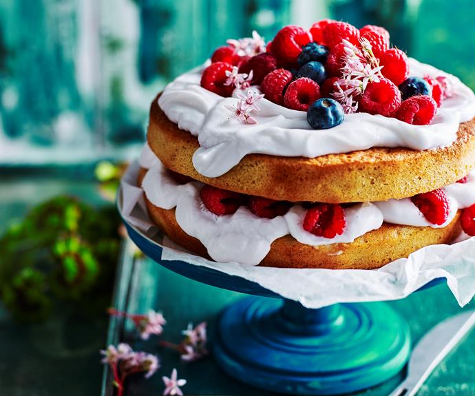 You'll love this gluten- and dairy-free [mixed berry coconut layer cake](https://www.womensweeklyfood.com.au/recipes/mixed-berry-coconut-layer-cake-32183|target="_blank") topped with coconut yoghurt and and fresh mixed berries.