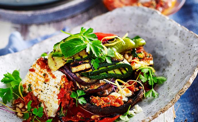 grilled vegetable and ricotta stack