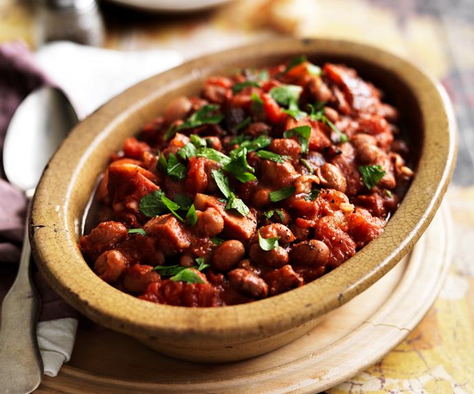 smoky beans with chorizo