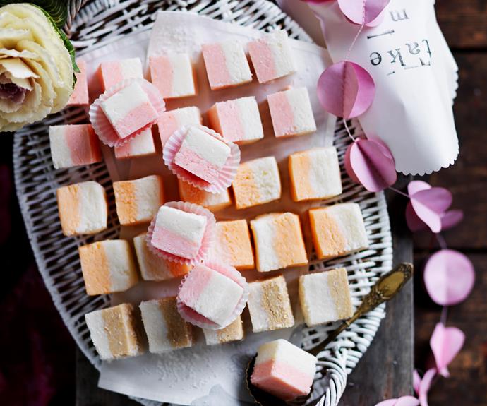 **[Coconut ice](https://www.womensweeklyfood.com.au/recipes/coconut-ice-13197|target="_blank")**

This coconut ice recipe is so easy, you'll be able to whip up a batch of adorable and colourful coconut ice on a whim!