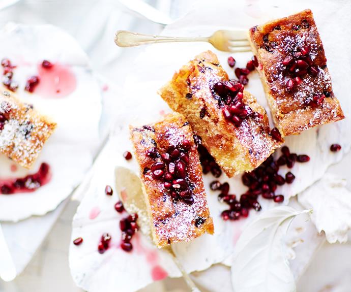 **[Pomegranate syrup cake](https://www.womensweeklyfood.com.au/recipes/pomegranate-syrup-cake-3540|target="_blank")**

Delightfully rich and sweet.