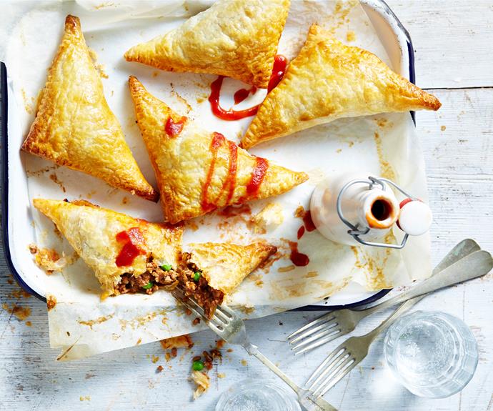 **[Beef and pea hand pies](https://www.womensweeklyfood.com.au/recipes/beef-and-pea-hand-pies-32273|target="_blank")**

Savoury mince and peas inside flaky pastry creates a tasty meal for the family.