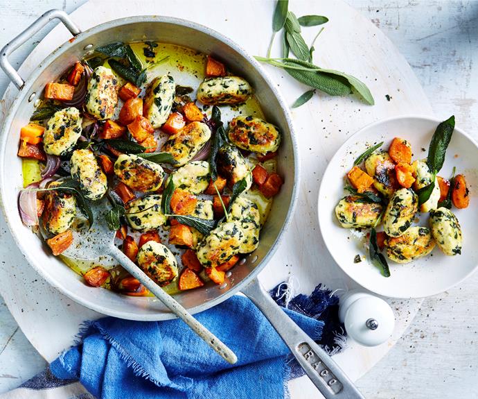 **[Spinach and ricotta gnocchi with kumara and sage](https://www.womensweeklyfood.com.au/recipes/spinach-and-ricotta-gnocchi-32275|target="_blank")**

Simply delicious.
