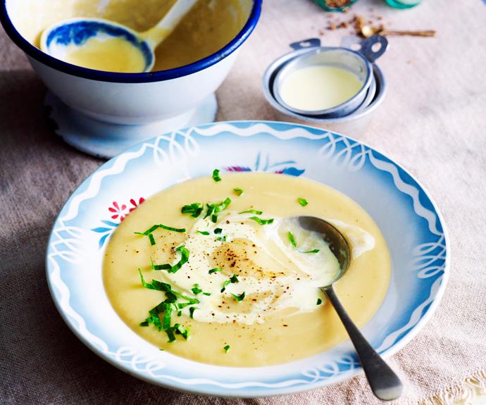**[Cream of cauliflower soup](https://www.womensweeklyfood.com.au/recipes/cream-of-cauliflower-soup-6498|target="_blank")** 

This silky cauliflower soup is given an extra special kick from curry powder and touch of sour cream adds a tangy creaminess you'll love.