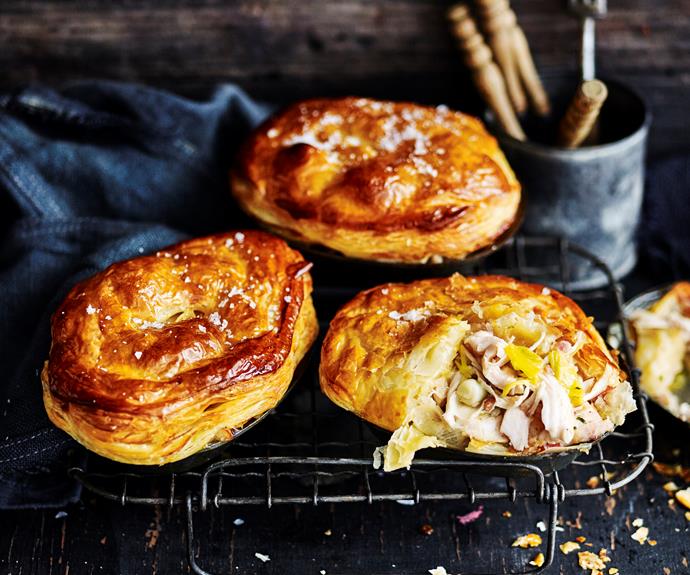 **[Chicken, potato and leek pot pies](https://www.womensweeklyfood.com.au/recipes/chicken-potato-and-leek-pot-pies-32421|target="_blank")**

Dig your spoon through the flaky pastry to get to the creamy, chicken centre. Packed full of flavoursome leek and roast potatoes for a satisfying meal
