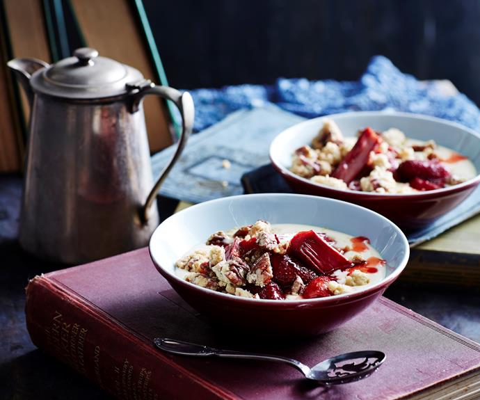 **[Strawberry, rhubarb and pecan crumbles](https://www.womensweeklyfood.com.au/recipes/strawberry-rhubarb-and-pecan-crumbles-14841|target="_blank")**

Full of sweet, nutty goodness.
