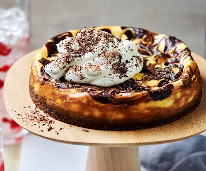 **[Baked chocolate and caramel cheesecake](https://www.womensweeklyfood.com.au/recipes/baked-chocolate-and-caramel-cheesecake-32098|target="_blank")**

This simple decadent baked cheesecake has a rich caramel cream cheese filling swirled with melted chocolate. The ideal end to any dinner party.