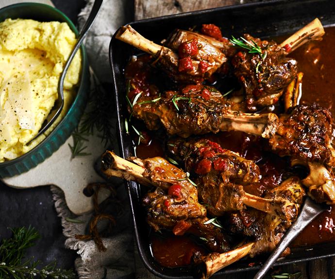 **[Tomato-braised lamb shanks with creamy polenta](https://www.womensweeklyfood.com.au/recipes/tomato-braised-lamb-shanks-13027|target="_blank")**

Heavely succulent braised lamb shanks with creamy polenta - dinner is sorted! Warm up the family with this deliciously satisfying and comforting dish!