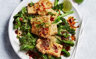 Crispy tofu with palm sugar dressing in the air fryer