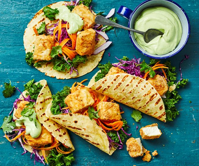 **[Buffalo tacos - pick your protein](https://www.womensweeklyfood.com.au/recipes/buffalo-tacos-32493|target="_blank")**

Pick between your choice of tofu, chicken and fish with a spiced crunchy coating for these spicy buffalo tacos filled with fresh veg & avocado cream.