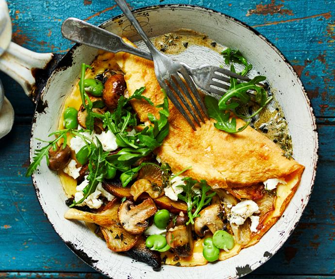 This healthy [mushroom and goat's cheese omelette](https://www.womensweeklyfood.com.au/recipes/mushroom-goat-cheese-omelette-32499|target="_blank") takes only a few minutes to prepare but delivers delicious flavours.