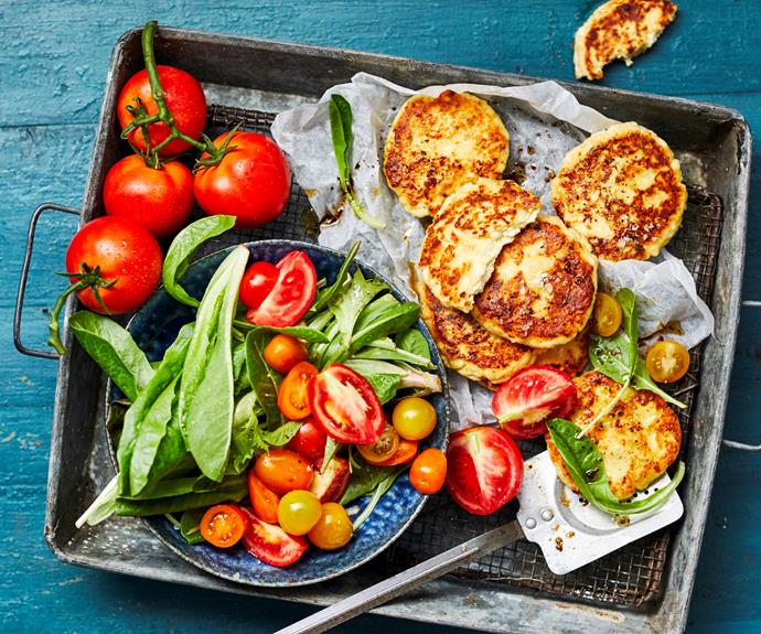 **[Ricotta fritters recipe with tomato salad](https://www.womensweeklyfood.com.au/recipes/ricotta-fritters-32478|target="_blank")**

Tasty ricotta fritters, crispy on the outside and fluffy on the inside, are constraste perfectly with a fresh tomato salad. Pick your protein to add.