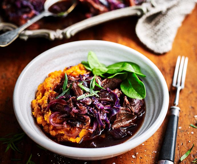 **[Mulled wine pork with red cabbage](https://www.womensweeklyfood.com.au/recipes/mulled-wine-pork-32509|target="_blank")**

Spicy and fragrant slow cooked mulled wine pork and red cabbage is beautifully complimented with sweet potato mash for a flavoursome meal.