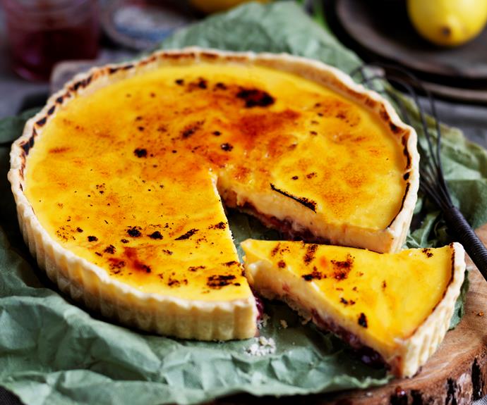 **[Lemon custard and strawberry jam brûlée tart](https://www.womensweeklyfood.com.au/recipes/lemon-custard-brulee-tart-32532|target="_blank")**

Crack through the brulee top to a delicate lemon custard underneath.