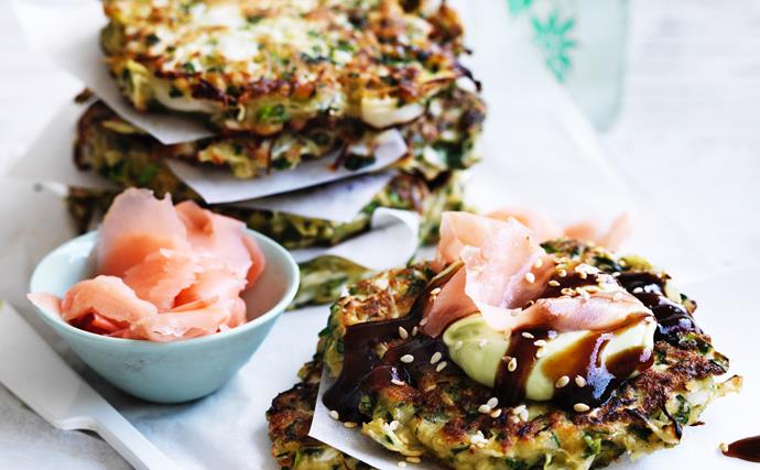 Okonomiyaki with avocado cream
