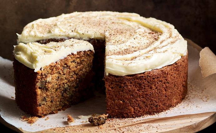 Gluten-free carrot cake with orange frosting