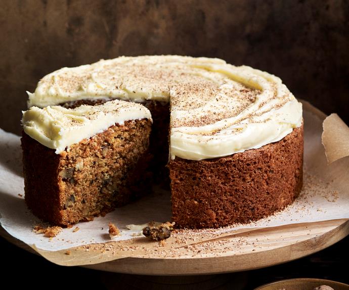 Gluten-free carrot cake with orange frosting