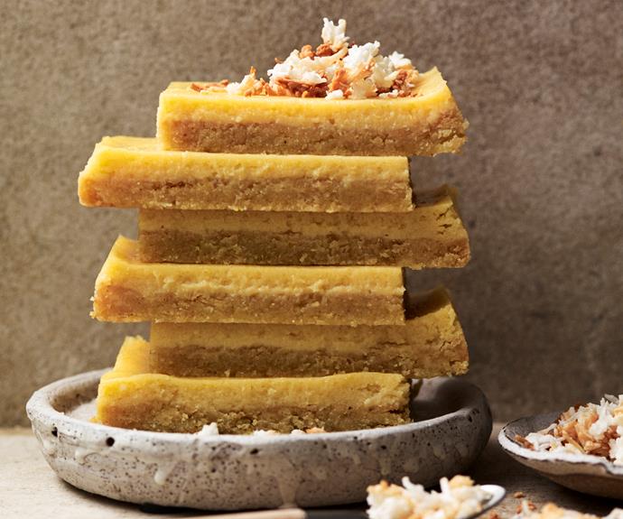**[Gluten-free very lemony bars](https://www.womensweeklyfood.com.au/recipes/gluten-free-lemon-bars-32541|target="_blank")**

With a touch of coconut and almond, these very lemony bars are a delightfully tangy treat that are the perfect treat with added zing.