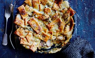 Chicken and leek patchwork pie with sour cream pastry